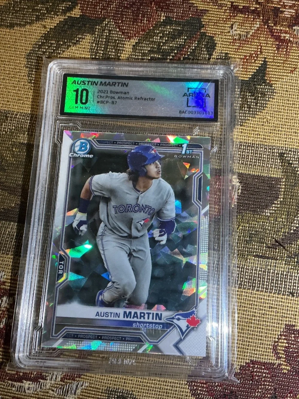 2021 Bowman Chrome Pros. Austin Martin BCP-87 Atomic Refractor Graded Arena 10